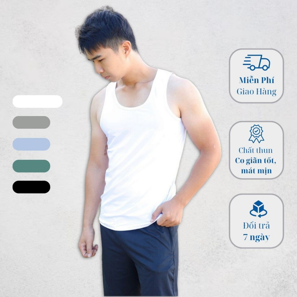 Áo Ba Lỗ Nam Sát Nách Thun Lạnh, Áo Lót Nam Thiết Kế Chuẩn Size Người Việt HT Sport 50-100kg