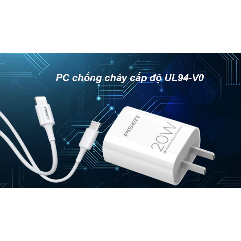 Bộ Củ Cáp Sạc Nhanh PD 20W, PISEN Cam Kết Tốc Độ Sạc Nhanh ,Không Nóng Máy,Bảo Hành 12 Tháng Lỗi Đổi Mới - CarePhone