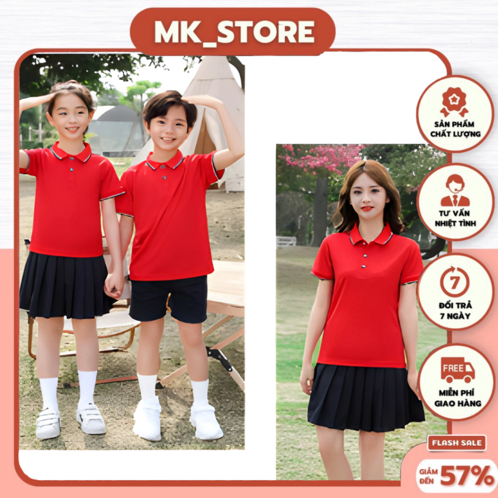 Áo Thun Polo Kẻ Sọc Trẻ em Gia Đình, Vải Thun Poly Cotton Mềm mịn ,thấm hút ,Nhận in áo theo yều cầu (3S10)