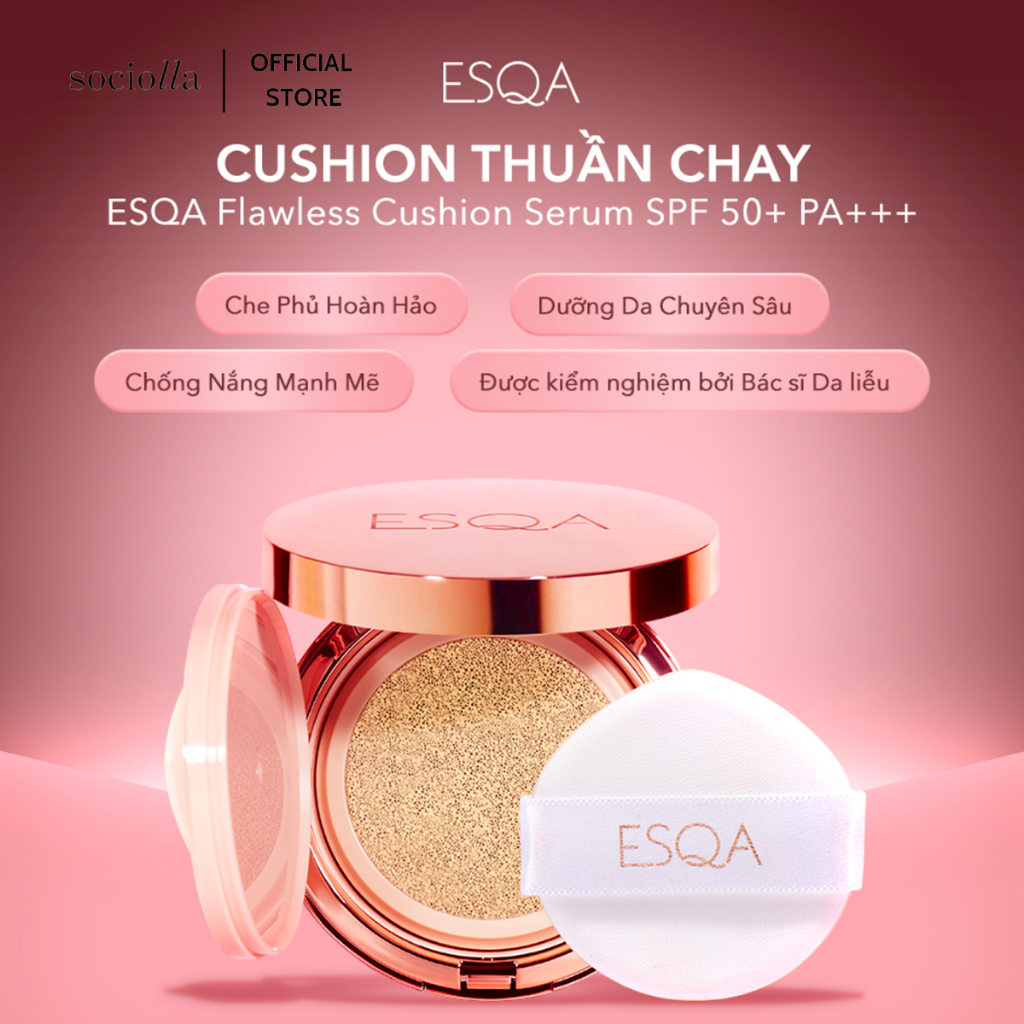 Phấn Nước Trang Điểm Chống Nắng ESQA Flawless Cushion Serum SPF 50+ PA+++