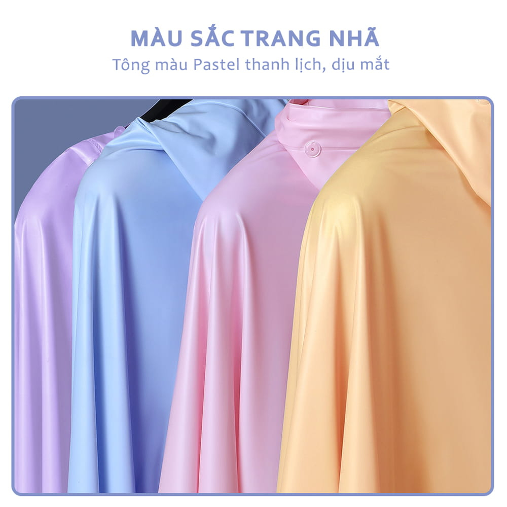 Áo Mưa Vạt Trước Trong Suốt Cho Mẹ Và Bé Siêu To, Che Phủ Toàn Thân Vành Đôi Chắn Mưa Chất Liệu Cao Cấp, Áo Mưa Cánh Dơi