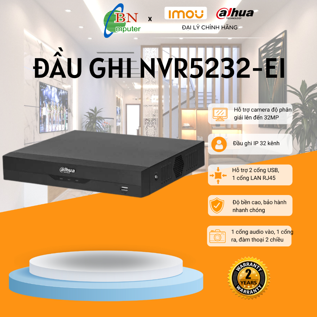 Đầu ghi IP 32 kênh NVR 5232-EI hỗ trợ lên tới 4K chính hãng