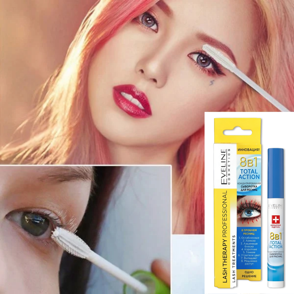 Serum Dưỡng Mi Eveline 8 in 1 Total Action Huyết Thanh Dưỡng Mi Dài Và Dày Mi 10ml