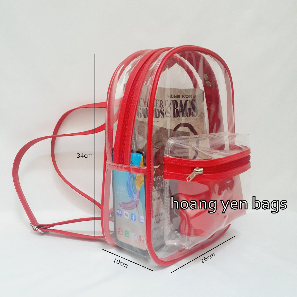 Balo nhựa trong suốt nhiều màu, đựng được tập A4