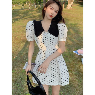đầm tay phồng chữ A  phối bâu đen nữ tính ( thời trang bigsize vicky.g -anitagreen) n823