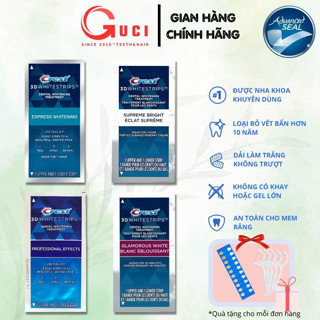 (Lẻ 1 gói) Miếng dán trắng răng Crest 3D White Mỹ chính hãng (1 Hour, Bright, Professional, Glamorous)