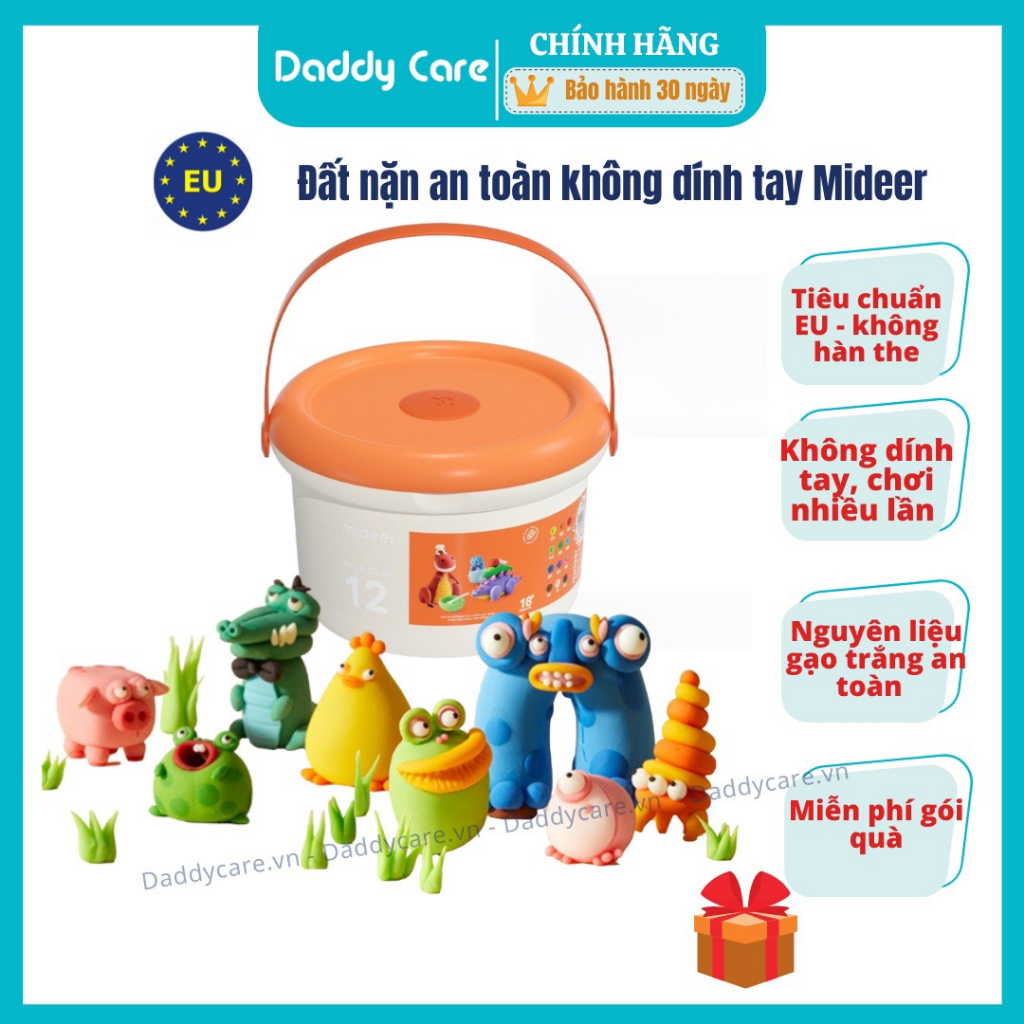 Đất sét, Đất nặn an toàn không dính tay cho bé Mideer Rice Colour Clay, đất sét 12, 6 màu xốp không dính tay
