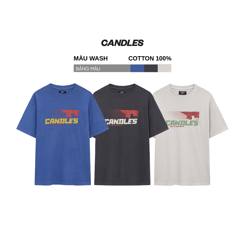 Áo phông nam nữ oversize CANDLES SHADED T-SHIRT hình in vintage cotton washed 230gsm chính hãng