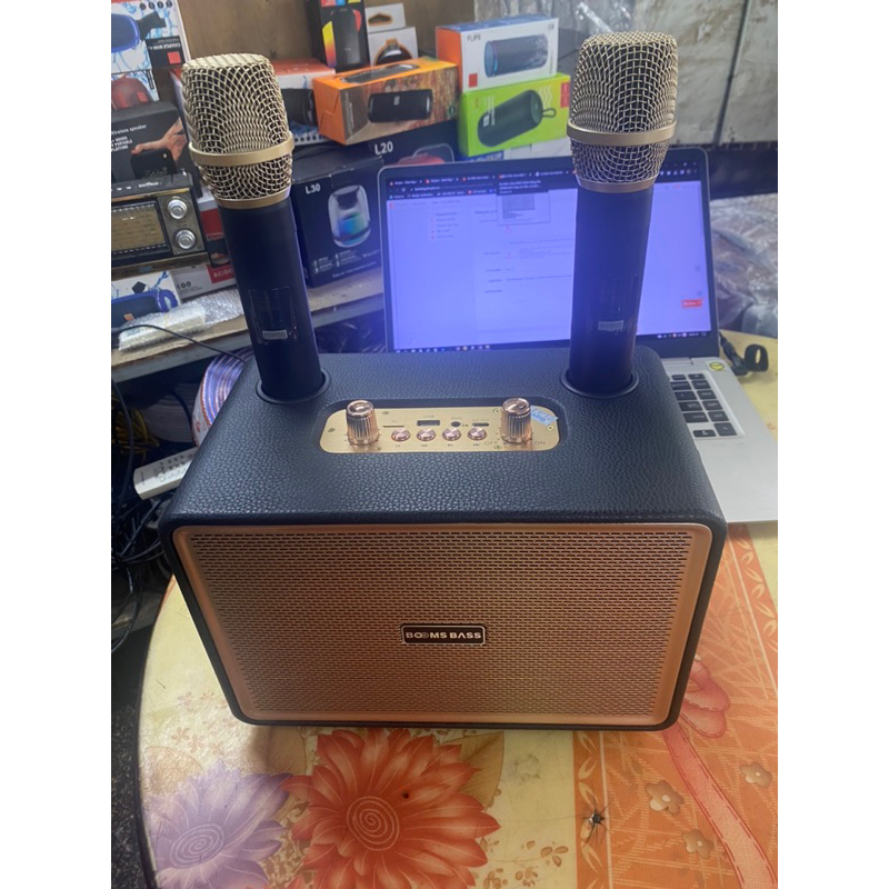 Loa blutooth Booms bass M4202 kèm 2 micro  Loa to, bass mạnh, hàng đẹp