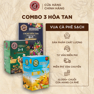 Combo 3 yêu thích cà phê hòa tan, cacao hòa tan và trà chanh hòa tan nguyên chất vị thơm ngon