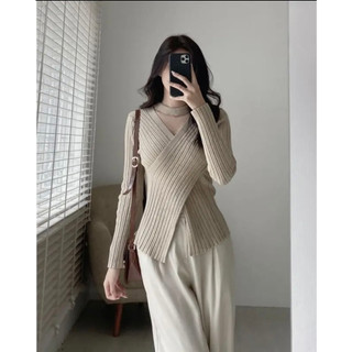 Áo len vạt chéo cổ chocker cá tính - Retrostyle