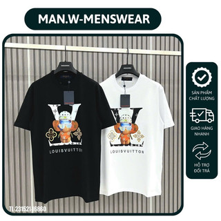 Áo thun cổ tròn phối LV chất cotton mền mịn