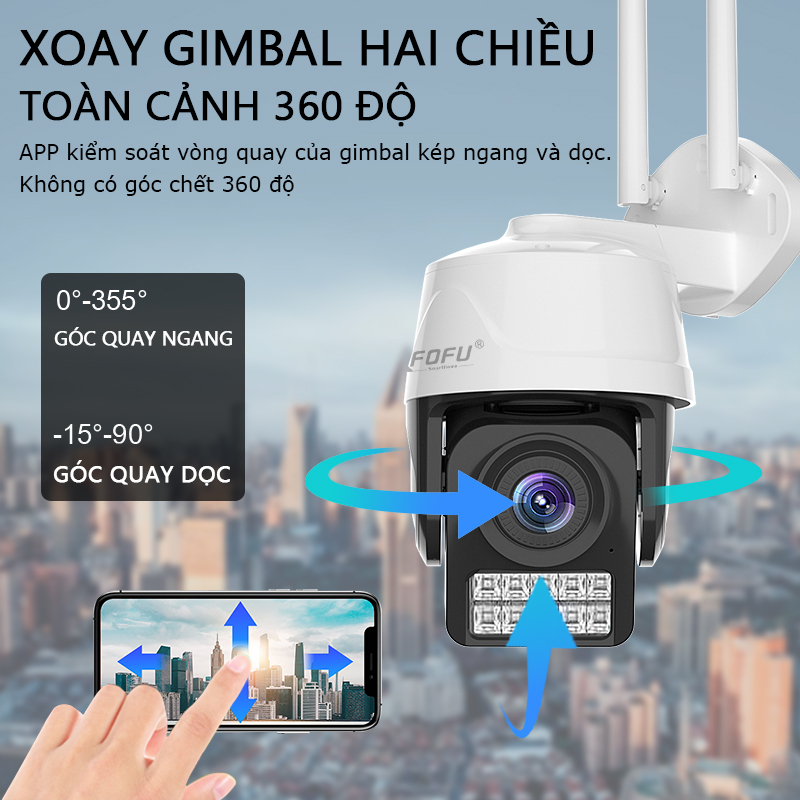 Camera ip wifi Ngoài Trời PTZ2 FullHD Tiếng Việt - Xoay 360 tầm nhìn ban đêm đầy đủ màu sắc Chống thấm