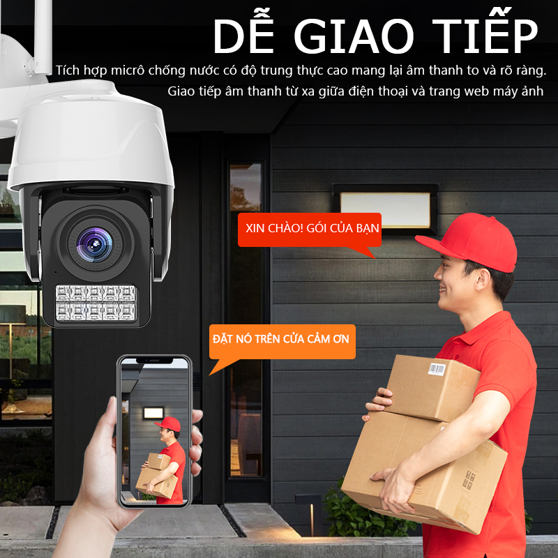 Camera ip wifi Ngoài Trời PTZ2 FullHD Tiếng Việt - Xoay 360 tầm nhìn ban đêm đầy đủ màu sắc Chống thấm