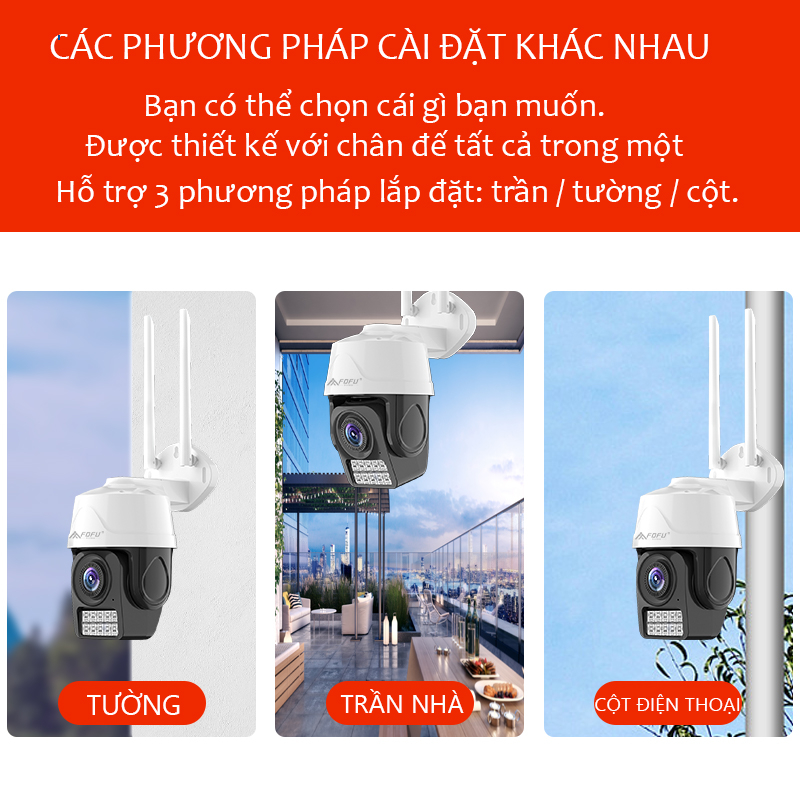 Camera ip wifi Ngoài Trời PTZ2 FullHD Tiếng Việt - Xoay 360 tầm nhìn ban đêm đầy đủ màu sắc Chống thấm