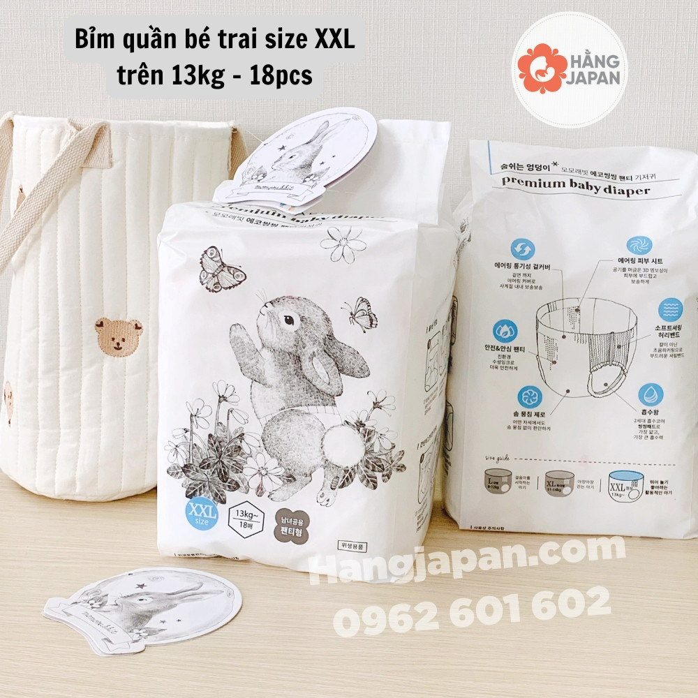 Tã/ bỉm Momo Rabbit dán/ quần đủ size S36/ M32/ L30/ XL28/ L28/ XL22/ XXL18/ M30 nội địa Hàn Quốc