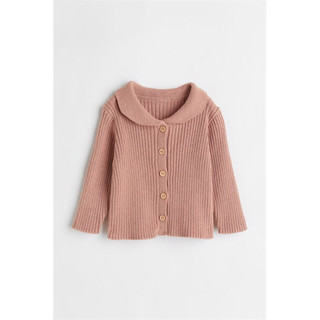 Áo khoác len cardigan cổ sen bé gái