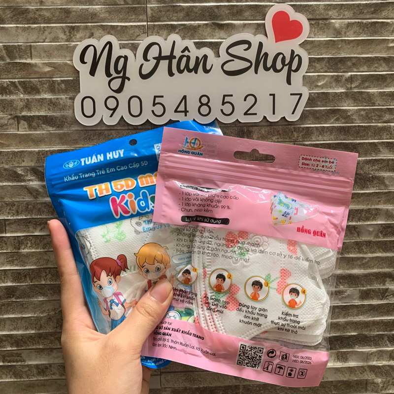 bé 2-6 và 4-10 tuổi Khẩu Trang 5D Kids Trẻ Em Mask Họa Tiết Y Tế Công Nghệ Nhật Bản Hộp 10C Bền Đẹp