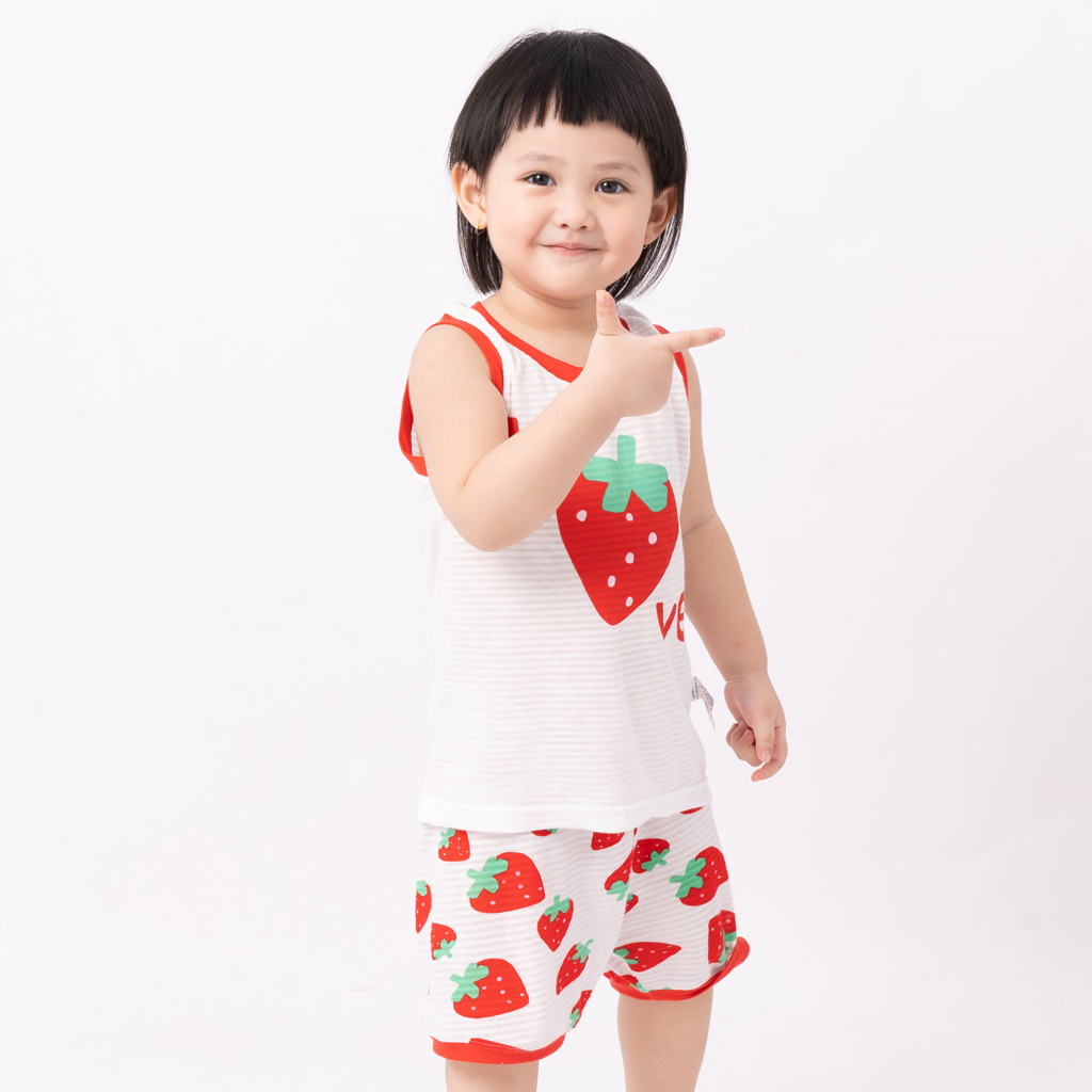 Đồ bộ ba lỗ quần áo thun cotton mịn mặc nhà mùa hè cho bé gái và bé trai Unifriend Hàn Quốc U2023-38