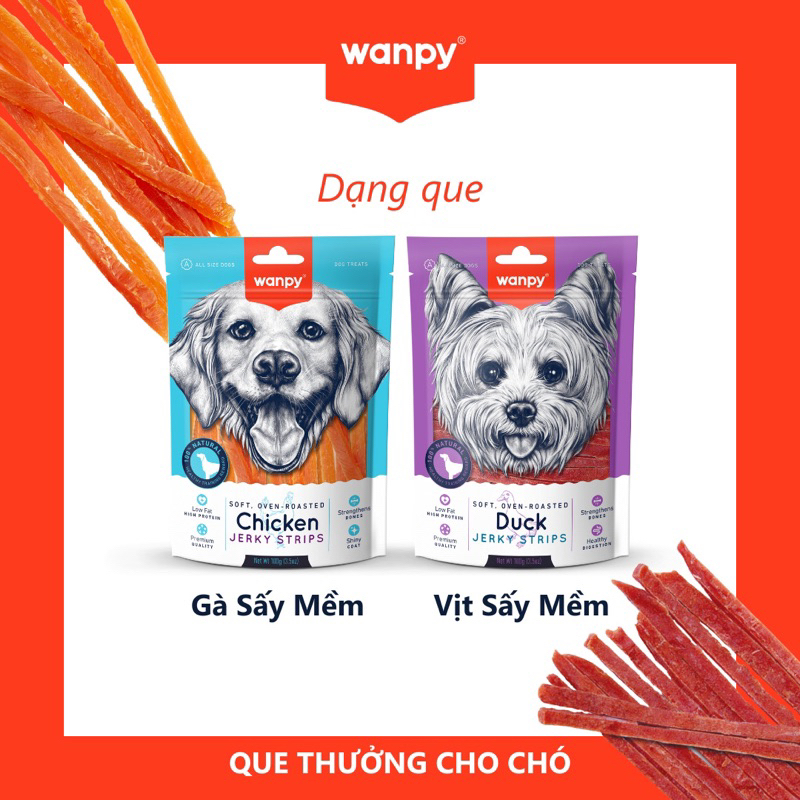 (Chính Hãng) Snack Wanpy Cho Chó Thơm Ngon Nhiều Vị Hấp Dẫn 100gr