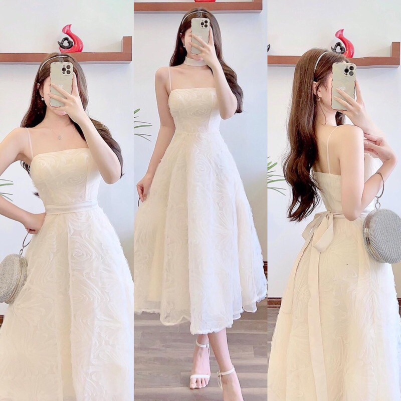 Đầm ren bông xoè from tùng