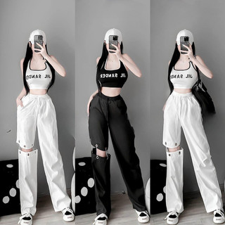 Set áo yếm chữ+ quần suông kaki cut out ống