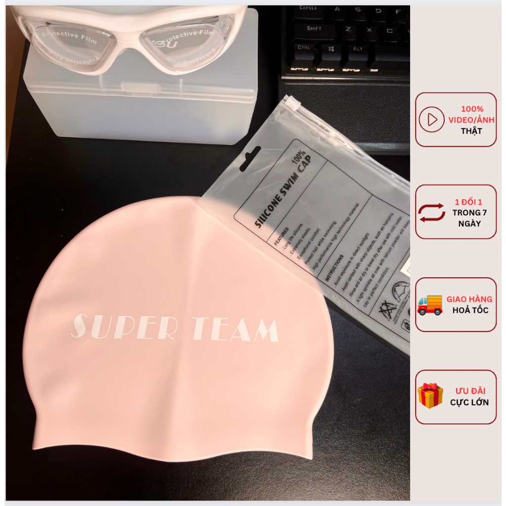 Mũ bơi chuyên nghiệp silicon cao cấp, che tai chống thấm nước cho người lớn Coolstore