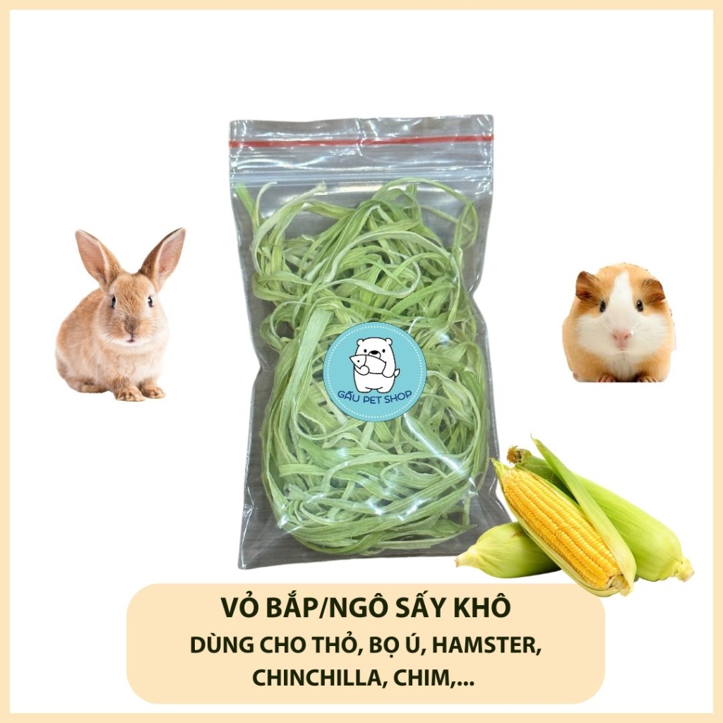 Vỏ bắp sấy khô mài răng cho Hamster, Bọ ú, Chinchilla, Thỏ,… - Gau.petshop