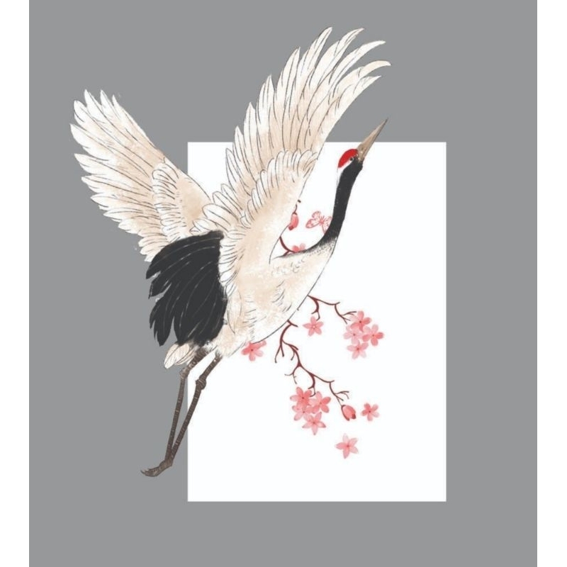 Hình ủi ép nhiệt, in áo. Mẫu Chim hạc in áo dài, váy, yếm cho mẹ và bé