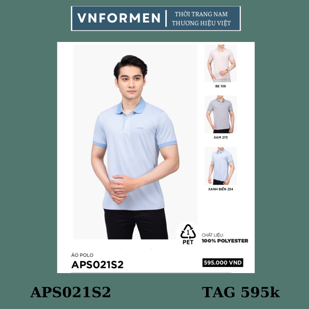 Áo polo nam Aristino khỏe khoắn from rộng vừa APS021S2