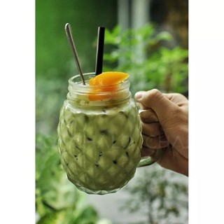 Cốc thủy tinh hình quả dứa kèm nắp nhôm xóay