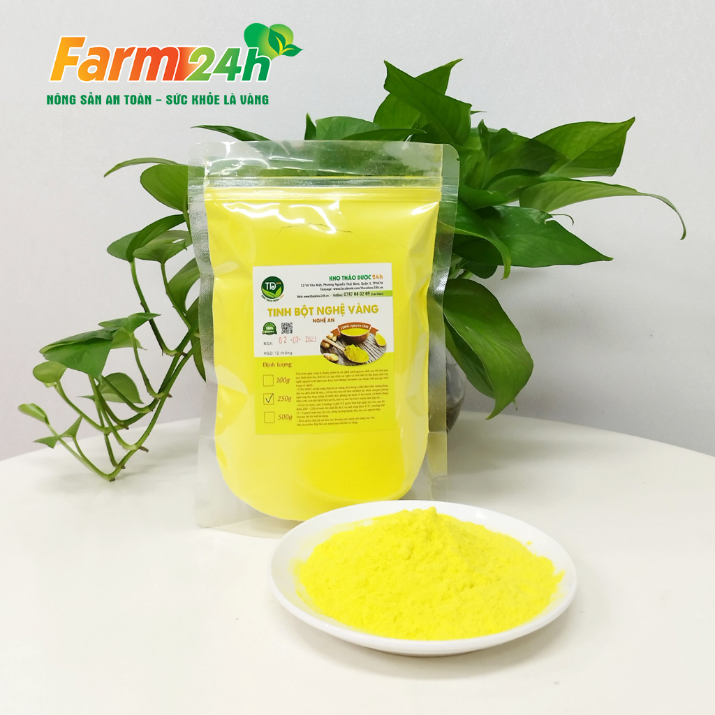 Tinh bột nghệ vàng Tây Nguyên, nguyên chất 100%, cực tốt cho dạ dày, làm đẹp da, giảm sẹo thâm | Farm24