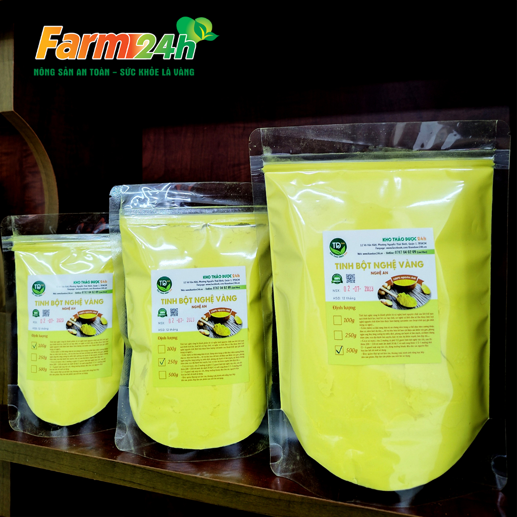 Tinh bột nghệ vàng Tây Nguyên, nguyên chất 100%, cực tốt cho dạ dày, làm đẹp da, giảm sẹo thâm | Farm24