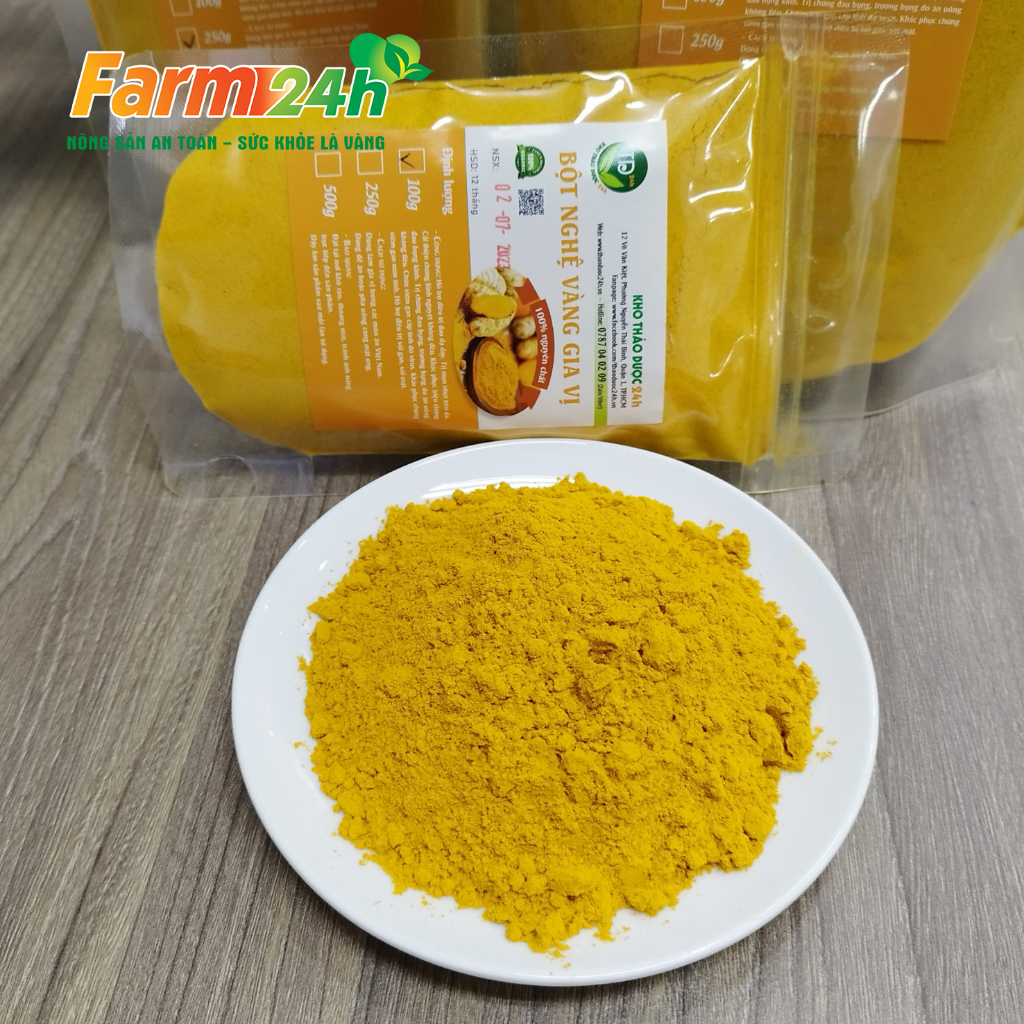 Bột nghệ vàng nguyên chất 100%, chuẩn bột nghệ làm gia vị, hàng công ty, đầy đủ kiểm định | Farm 24h