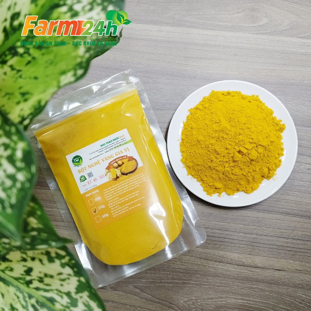 Bột nghệ vàng nguyên chất 100%, chuẩn bột nghệ làm gia vị, hàng công ty, đầy đủ kiểm định | Farm 24h