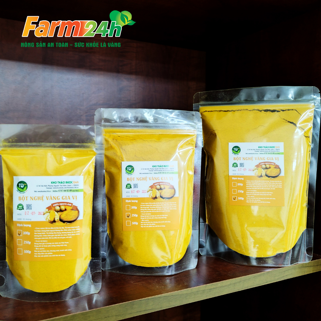 Bột nghệ vàng nguyên chất 100%, chuẩn bột nghệ làm gia vị, hàng công ty, đầy đủ kiểm định | Farm 24h