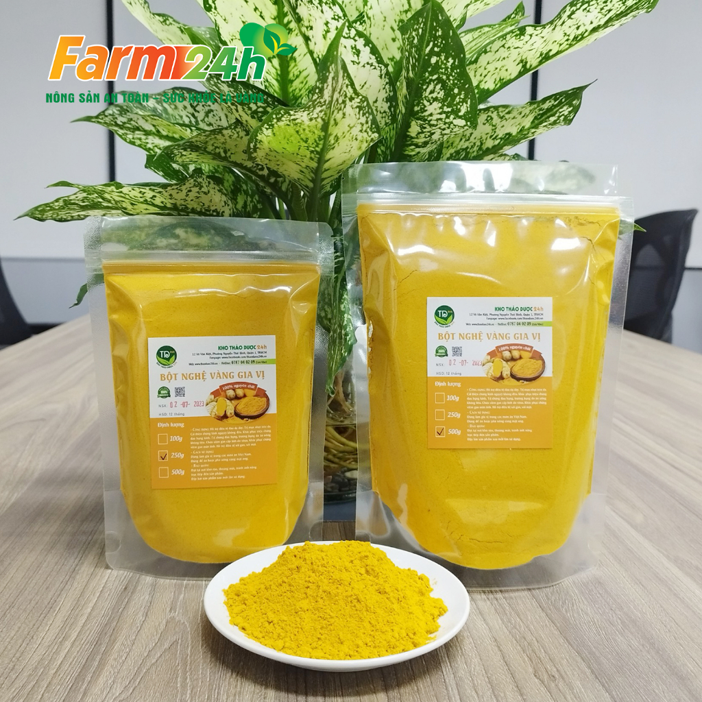 Bột nghệ vàng nguyên chất 100%, chuẩn bột nghệ làm gia vị, hàng công ty, đầy đủ kiểm định | Farm 24h