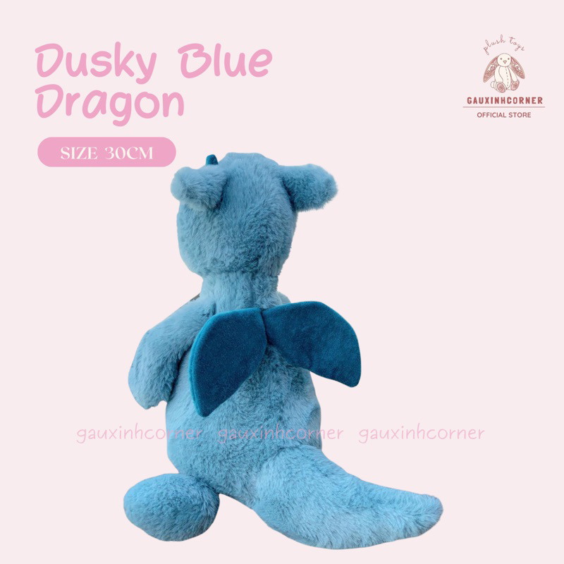 Gấu bông dusky blue dragon rồng xanh tặng kèm khăn hoa thú nhồi bông đồ chơi quà tặng|Gauxinhcorner