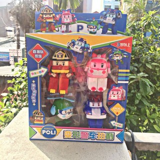 Hộp 4 con biệt đội robocar poli biến hình thành robot, ô tô