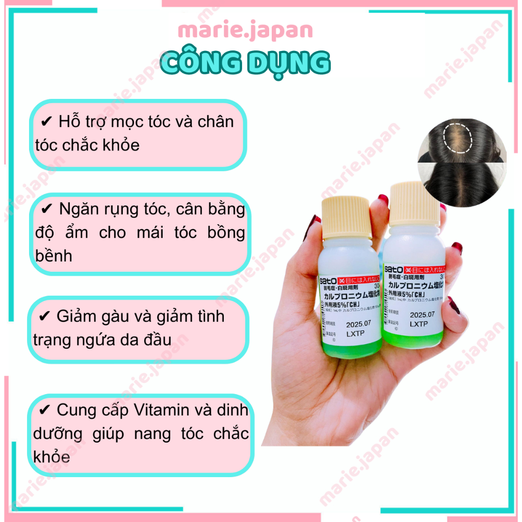 Tinh chất Sato chấm hói mọc tóc giảm rụng tóc 30ml Nhật Bản (Tặng kèm chai xịt)