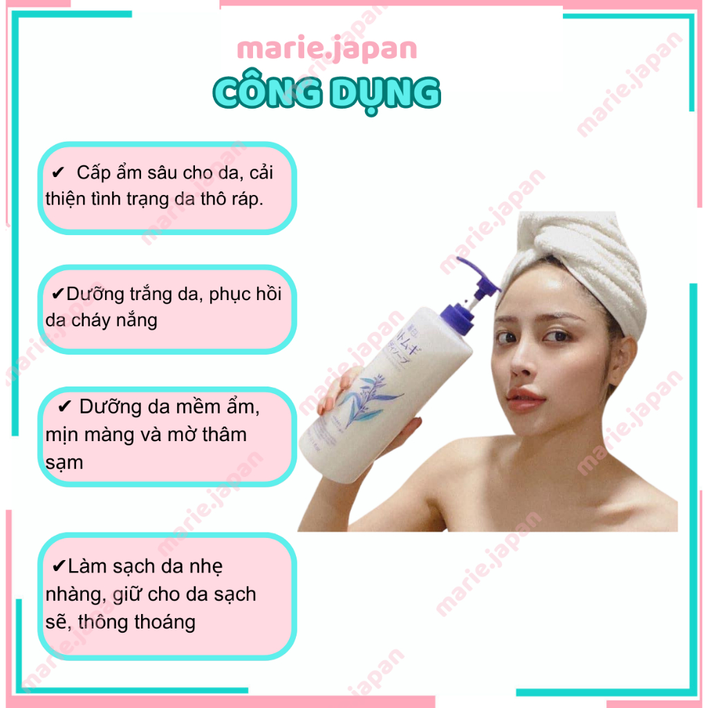 Sữa tắm trắng da Hatomugi Moisturizing Washing hạt ý dĩ 800ml Nhật Bản