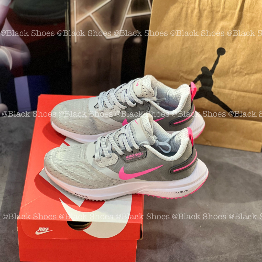 Giày Thể Thao Nữ Chạy Bộ Êm Nhẹ Nikee Zoom Water Shell Xám Hồng