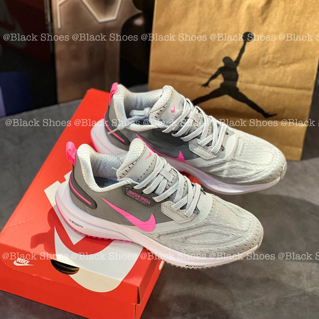 Giày Thể Thao Nữ Chạy Bộ Êm Nhẹ Nikee Zoom Water Shell Xám Hồng