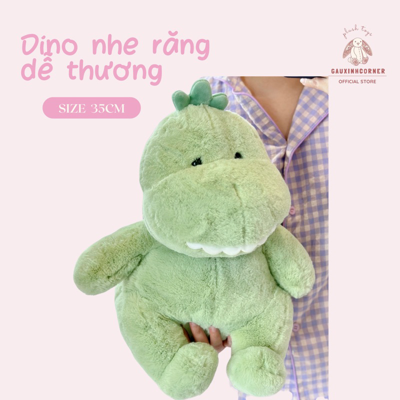 Gấu bông khủng long nhe răng lông mịn dễ thương đồ chơi thú nhồi bông quà tặng cho bé|Gauxinhcorner