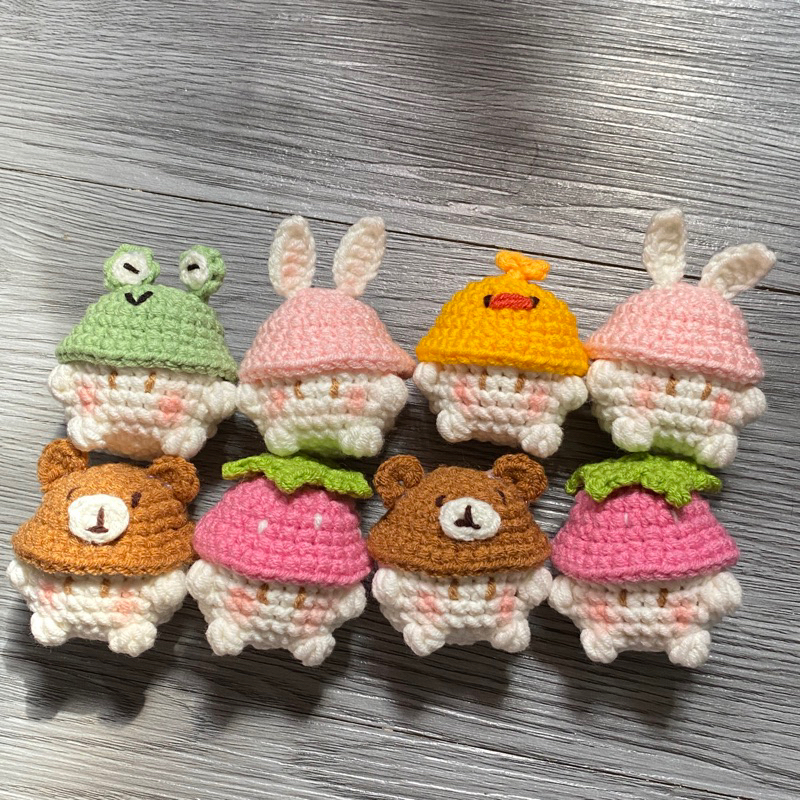 Móc khoá bé nấm mini bằng len