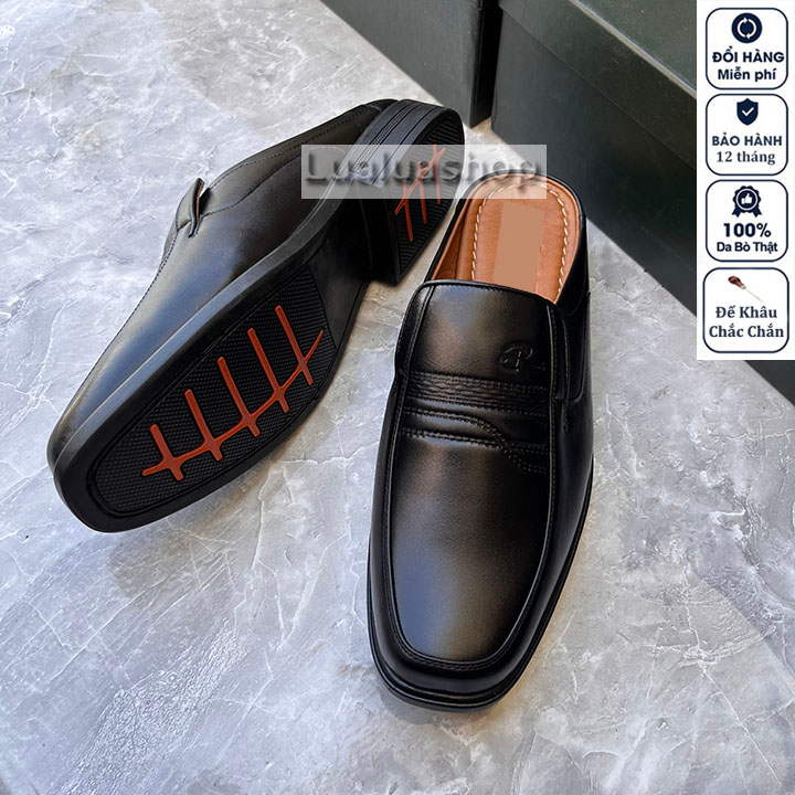 Giày sục nam da thật đế gót S65. Bảo hành 12 tháng