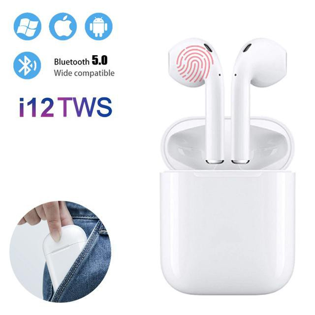 Tai Nghe Bluetooth TWS, Tai Nghe I12 Cảm Ứng Âm Thanh Có Mic Đàm Thoại BAHA1515