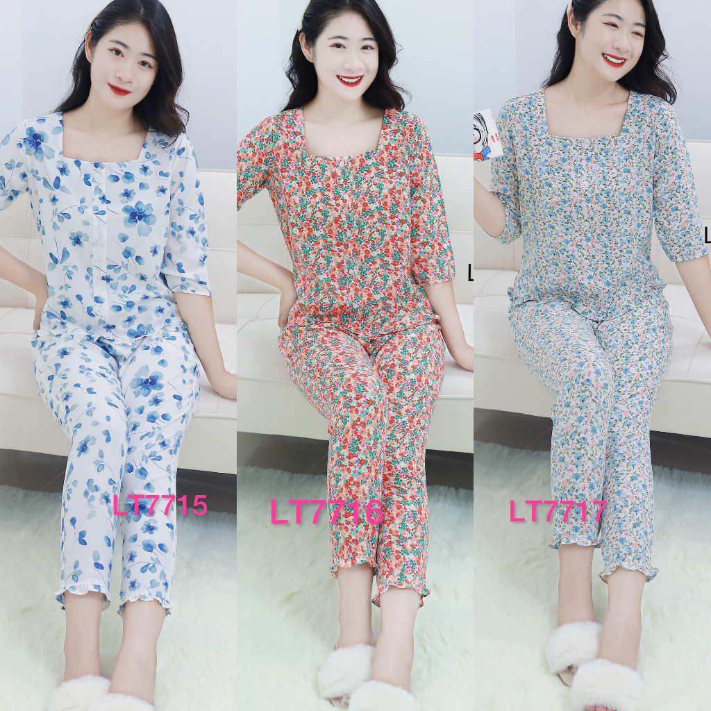 (Mới Pijama) Đồ Bộ Nữ Mặc Ở Nhà, Chất Liệu Lụa Thái.mặc Siêu Mát Siêu Xinh, Sét Đồ Nữ Mới.đồ Cho Mẹ Bầu Sau Sinh.đồ Nữ Đẹp