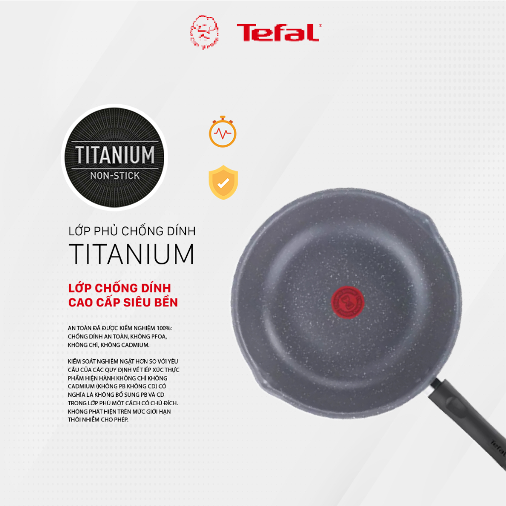 Chảo chống dính vân đá sâu lòng Tefal Natura dùng cho bếp gas và hồng ngoại 24cm/26cm/28cm - Bảo hành 2 năm