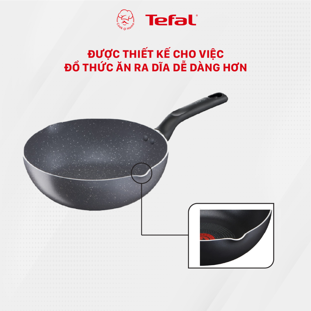 Chảo chống dính vân đá sâu lòng Tefal Natura dùng cho bếp gas và hồng ngoại 24cm/26cm/28cm - Bảo hành 2 năm